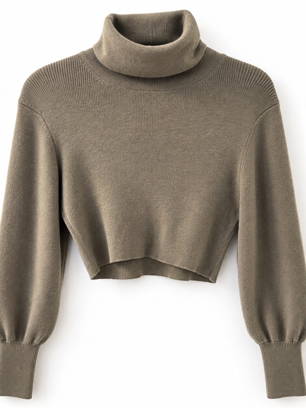 Aritzia Wilfred Wool Blend Cropped Turtleneck Sweater XS Taupe